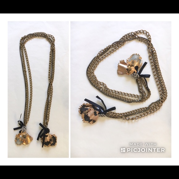 💍SOLD💍 Marni Horn Encrusted Brass Chain Necklace - Picture 4 of 6